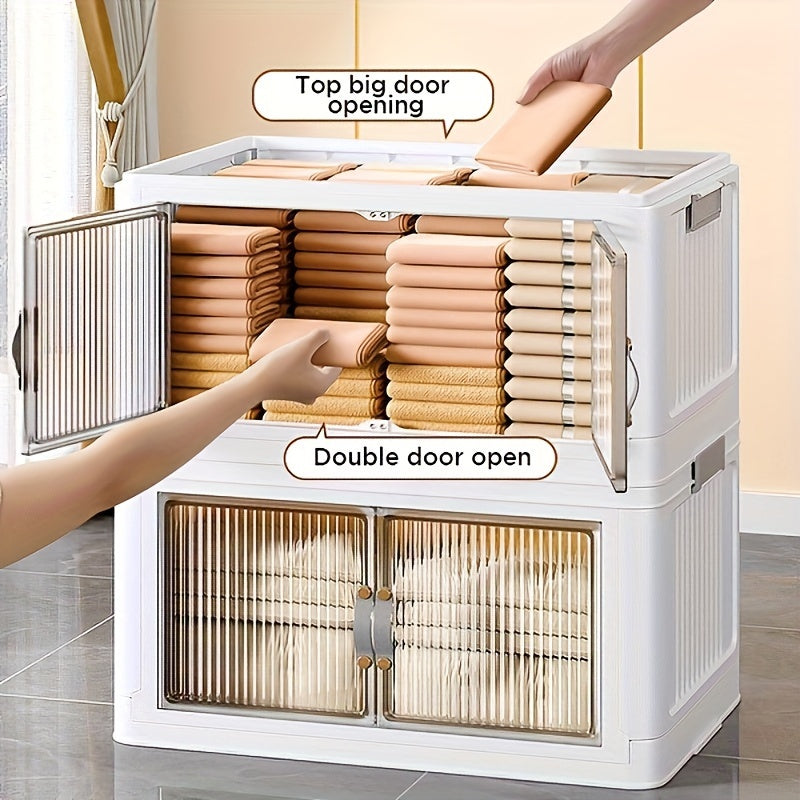 Storage Bins with Lids, Plastic White Closet Organizers and Storage
