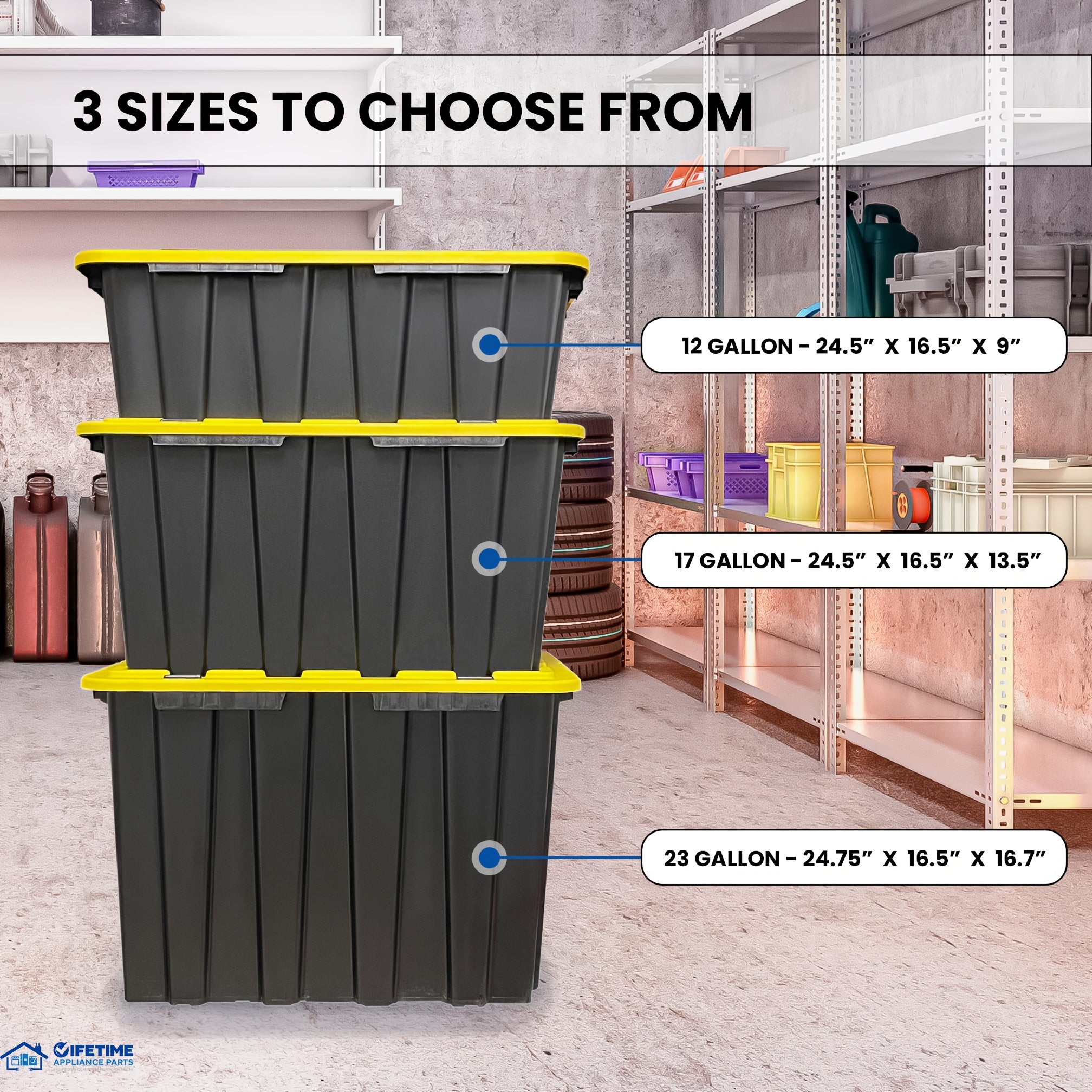 4pcs 17 Gallon/4pcs 23 Gallon/8pcs 12 Gallon Plastic Storage Bin Tote