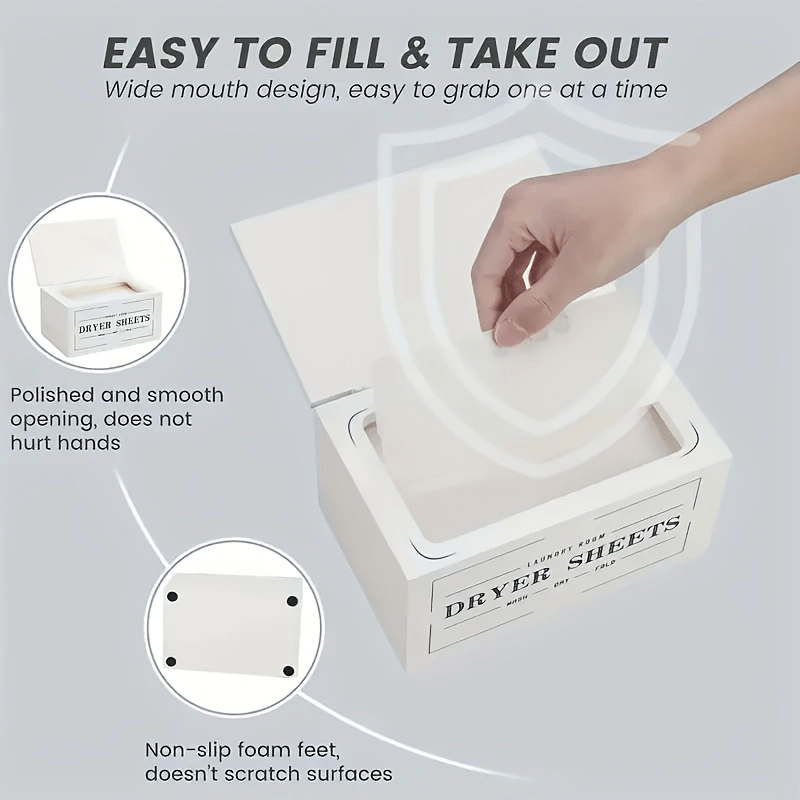 1 Wooden Dryer Sheet Storage Box with Lid
