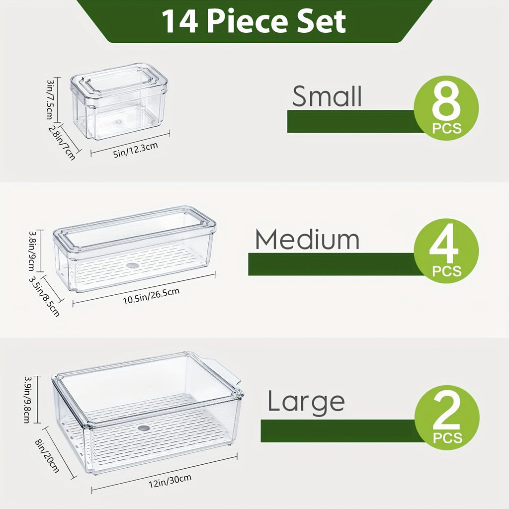 Food Organizer Set, Refrigerator Organizer Bins with Lids