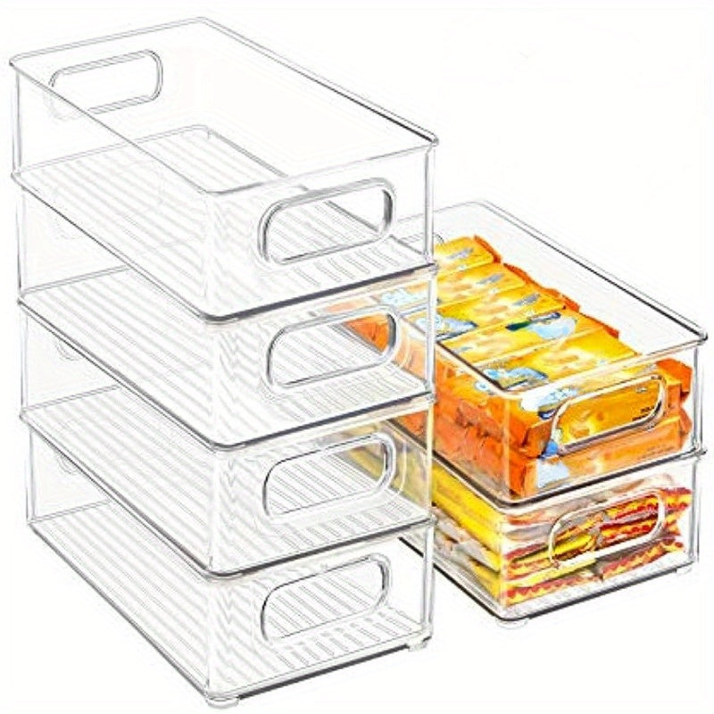 Stackable Clear Refrigerator Bins with Handles