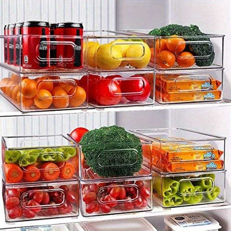 Stackable Clear Refrigerator Bins with Handles