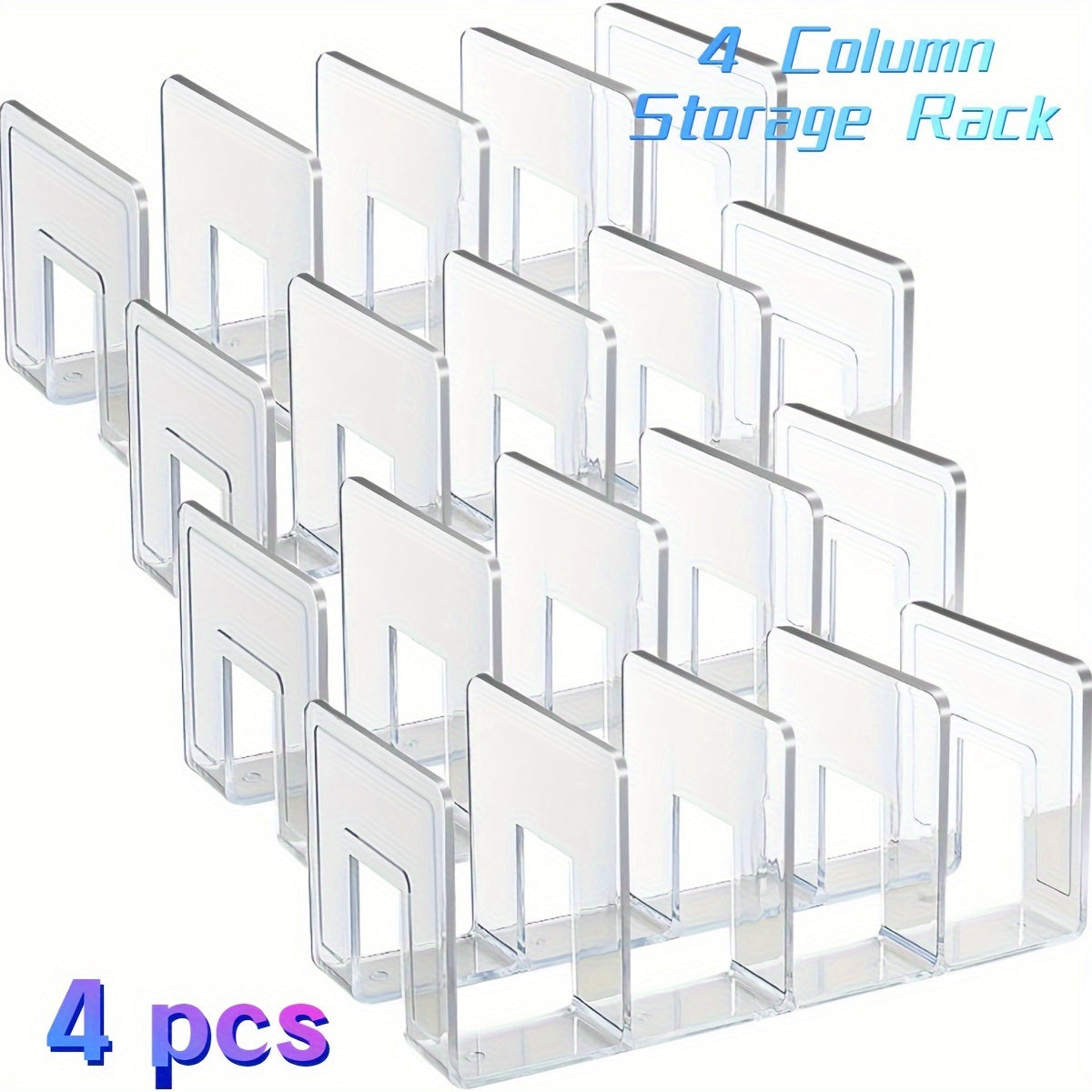 4pcs Set Of 16 Grid Plastic Transparent Wardrobe Organizer, Wardrobe Storage System