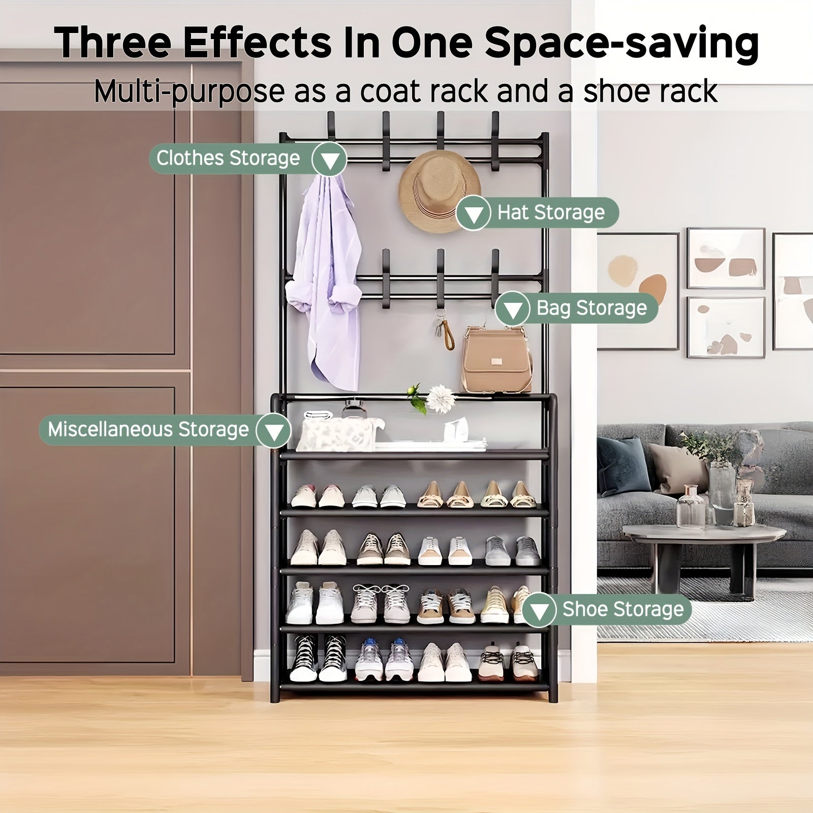 3-in-1 Deluxe Coat Rack Organizer