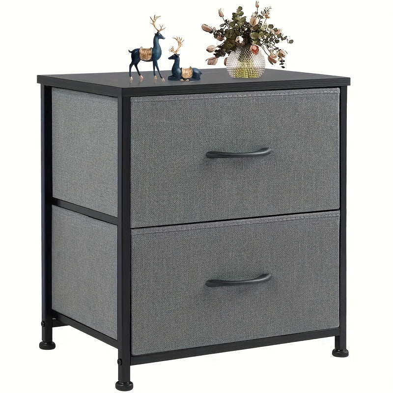 2-Drawer Fabric Nightstand, 20" Height X 18" Width