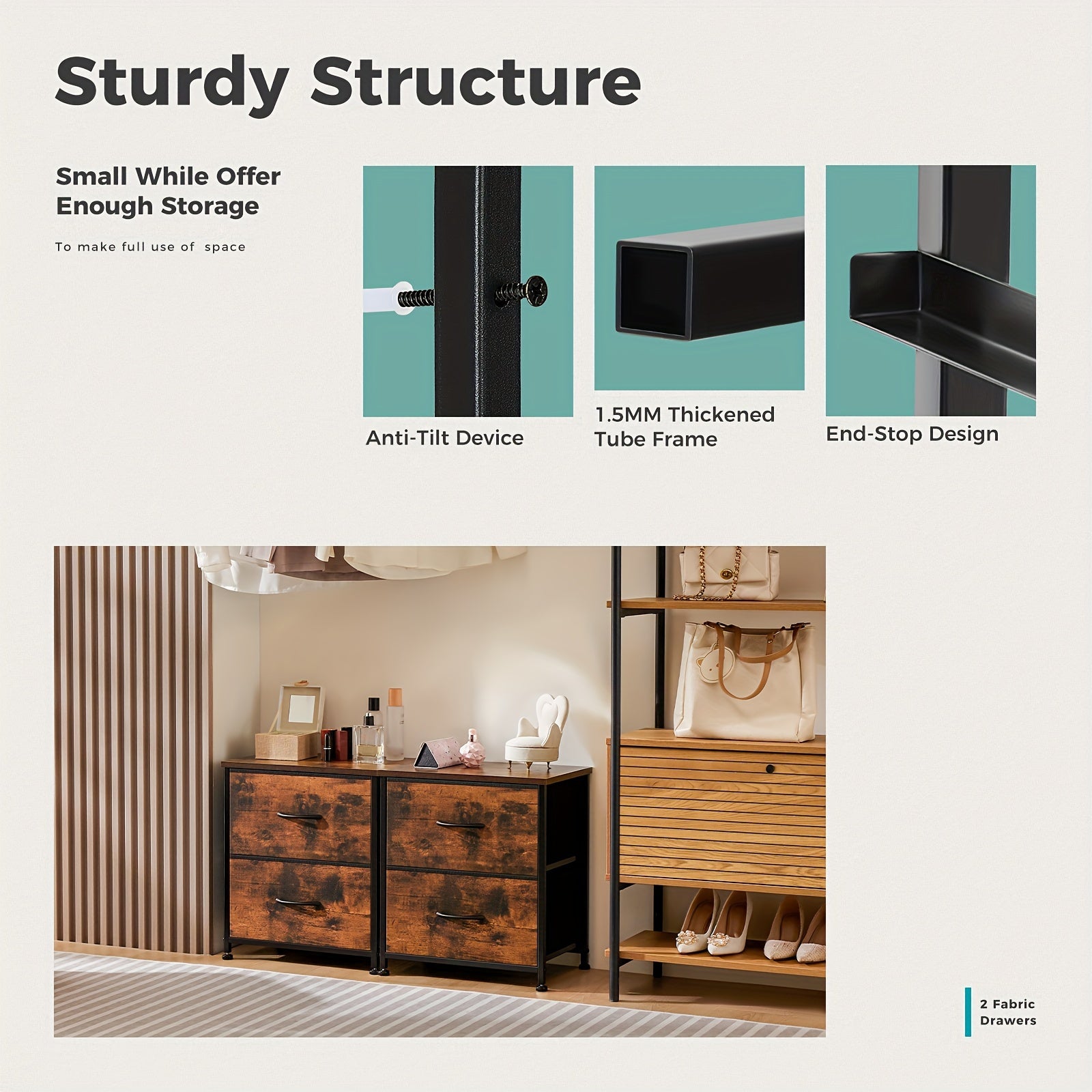 Nightstands Set of 2 with 2 Drawers