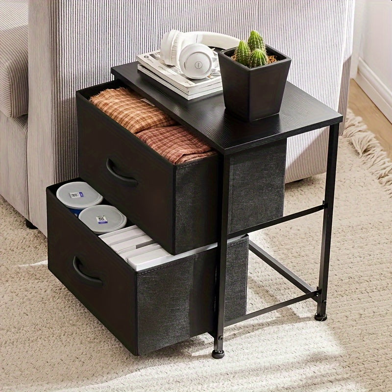 2-Drawer Fabric Nightstand, 20" Height X 18" Width