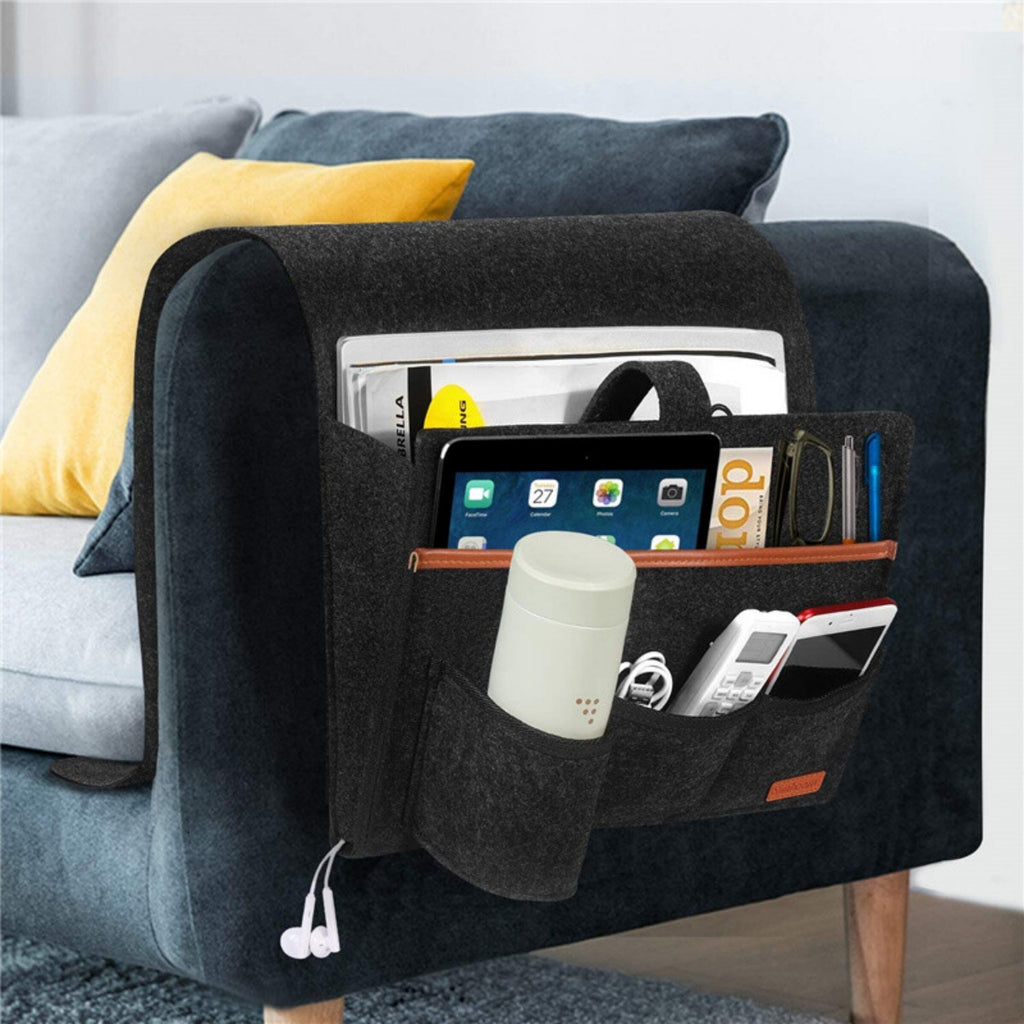 Felt Bedside Storage Organizer Hanging Storage Armrest Sofa Holder Pouch