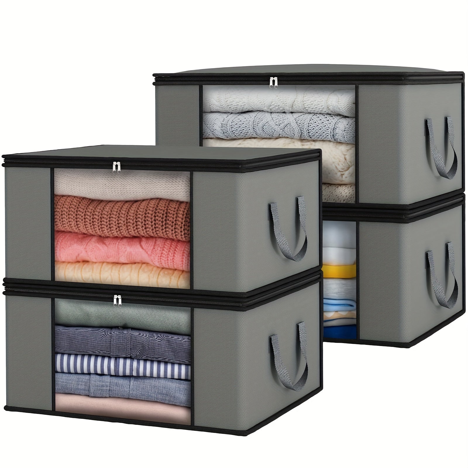 4-Piece Large-Capacity Wardrobe Organizers with Viewing Window