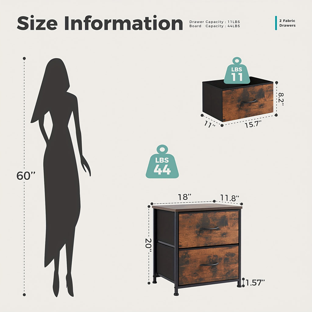 Nightstands Set of 2 with 2 Drawers