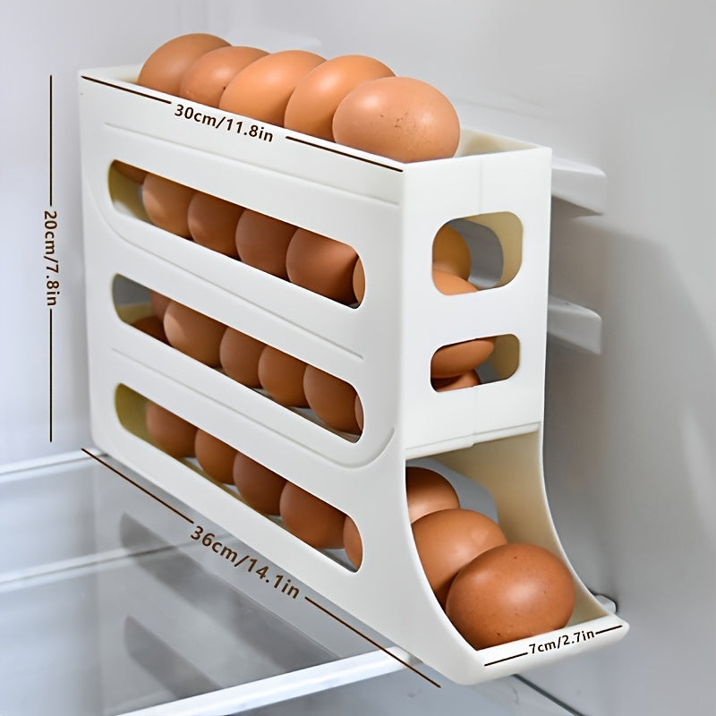 1pc Egg Basket, Large Capacity Automatic Rolling Egg Carton
