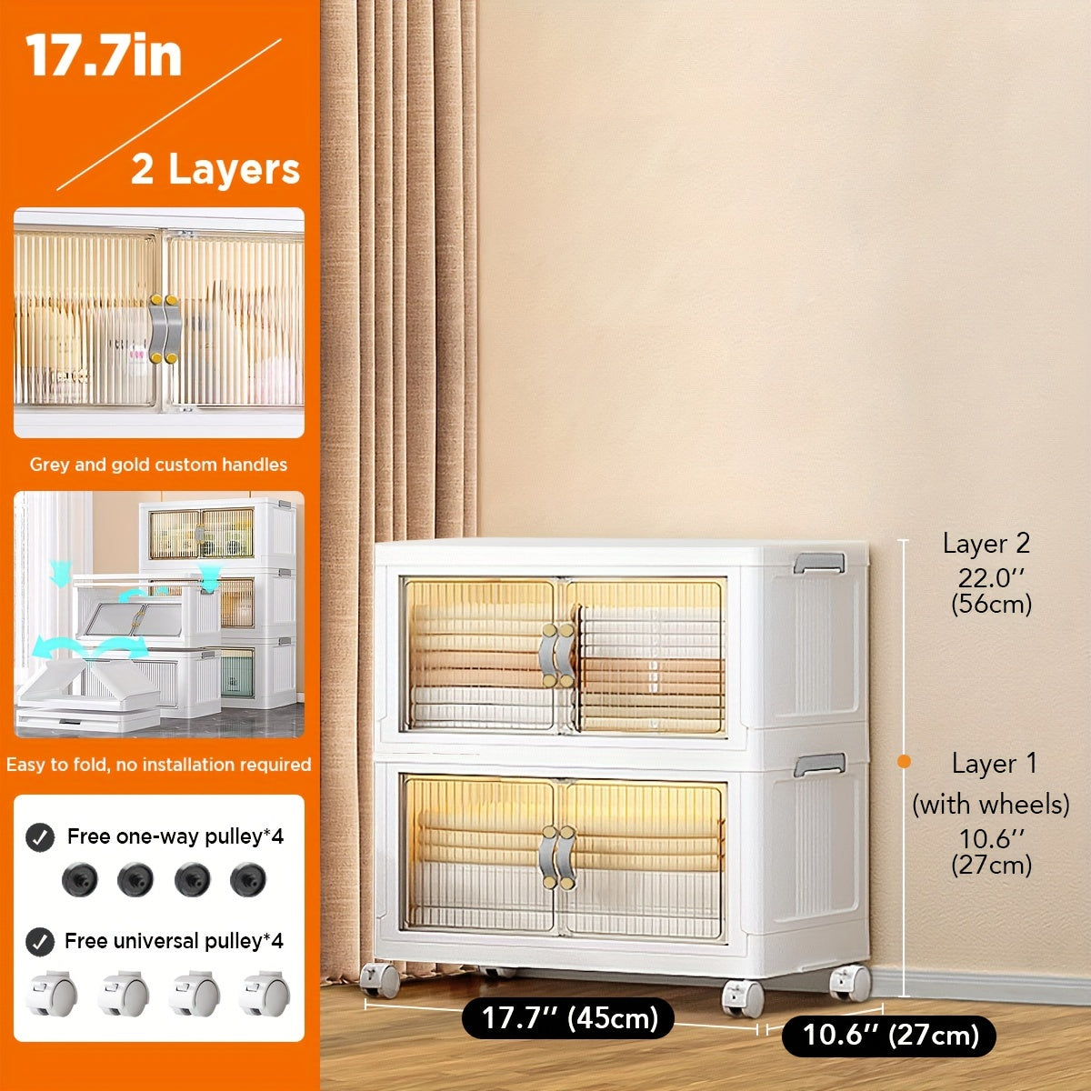 Storage Bins with Lids, Plastic White Closet Organizers and Storage