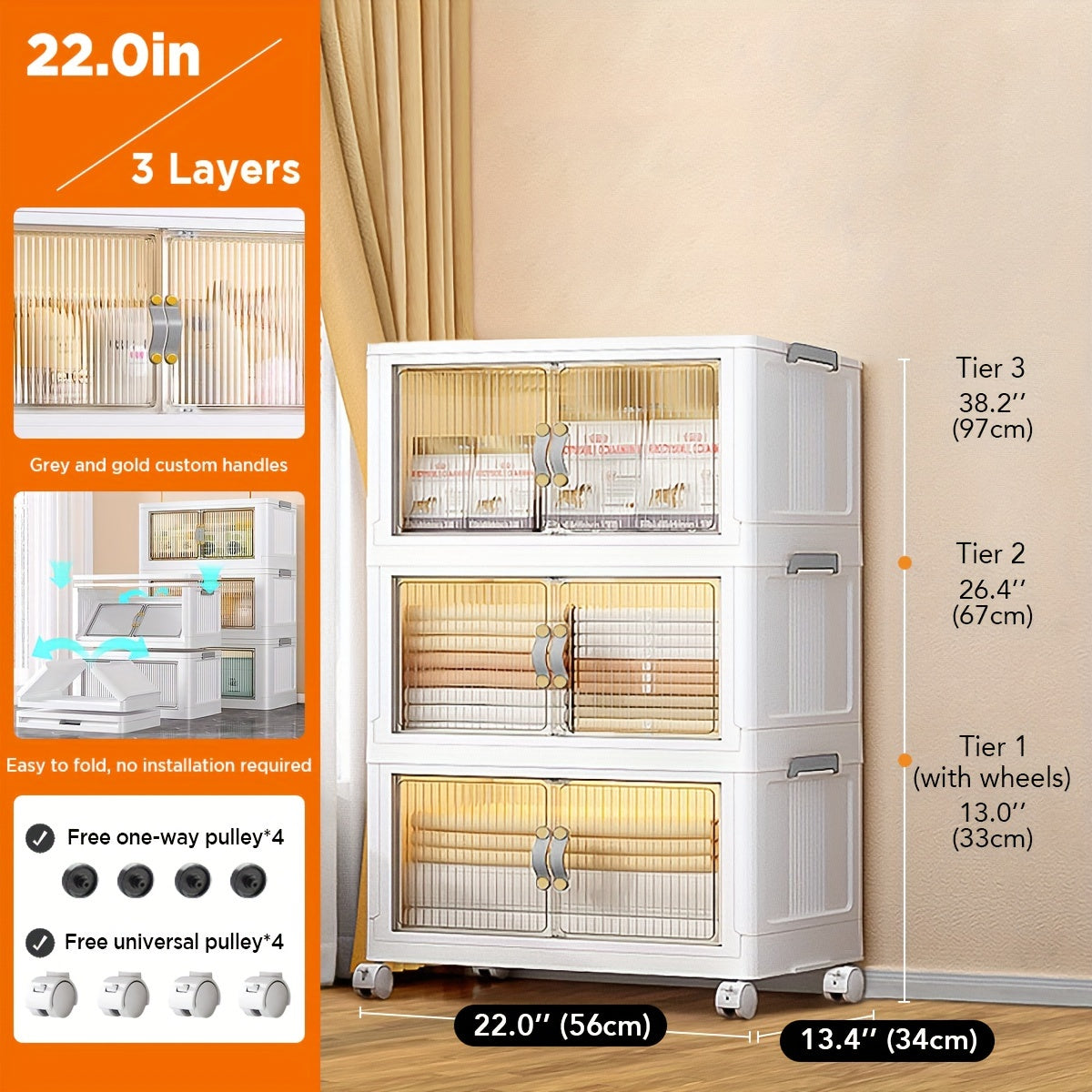 Storage Bins with Lids, Plastic White Closet Organizers and Storage