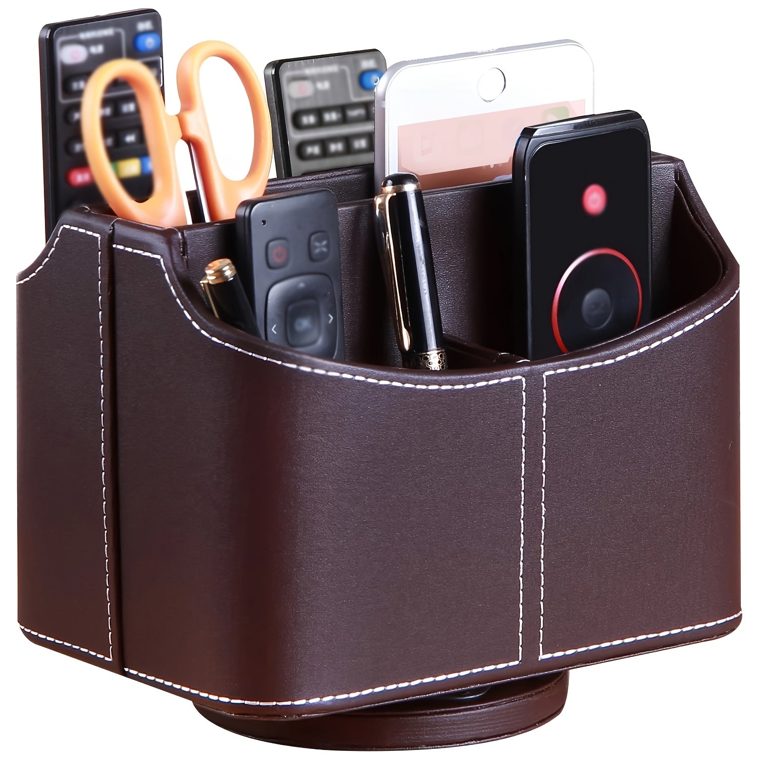 Remote Control Holder PU Leather 360 Degrees Rotatable