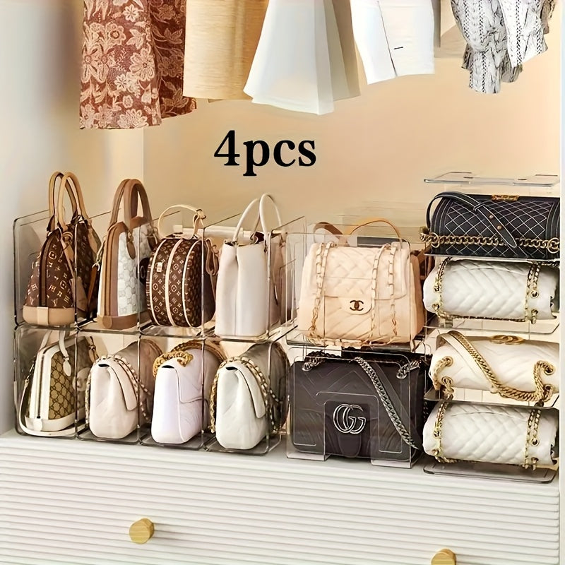 4pcs Set Of 16 Grid Plastic Transparent Wardrobe Organizer, Wardrobe Storage System