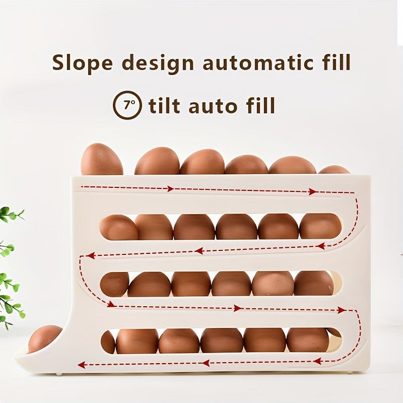 1pc Egg Basket, Large Capacity Automatic Rolling Egg Carton