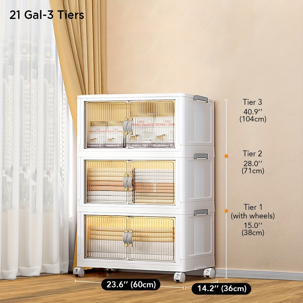 Storage Bins with Lids, Plastic White Closet Organizers and Storage