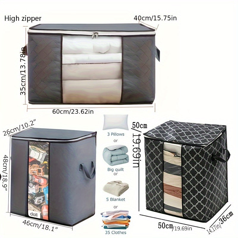 3 Pcs Large Capacity Storage Bags With Handles