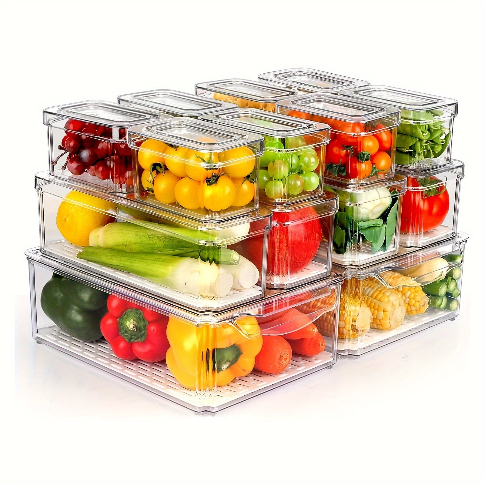 Food Organizer Set, Refrigerator Organizer Bins with Lids
