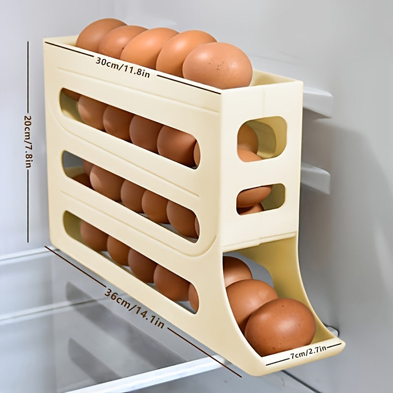 1pc Egg Basket, Large Capacity Automatic Rolling Egg Carton