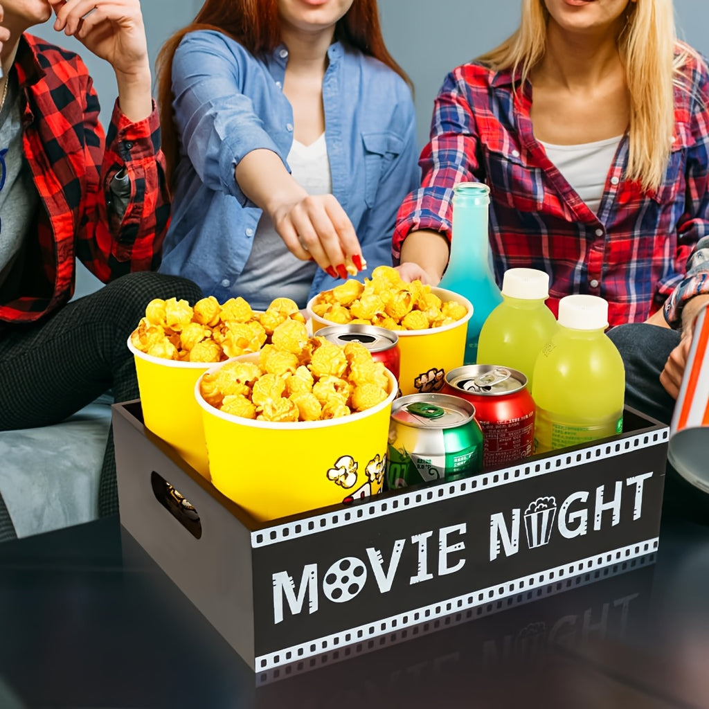 1pc Wooden Movie Night Tray with Handles