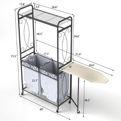 Multi Functional Laundry Hamper Organizer With Hanging Rail And Storage Shelf