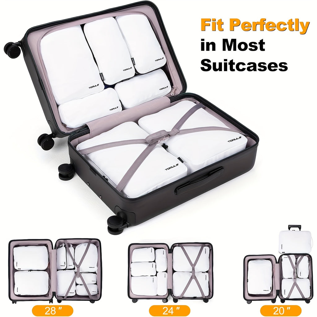 8 Pieces Tomule Travel Compression Packing Cubes Set
