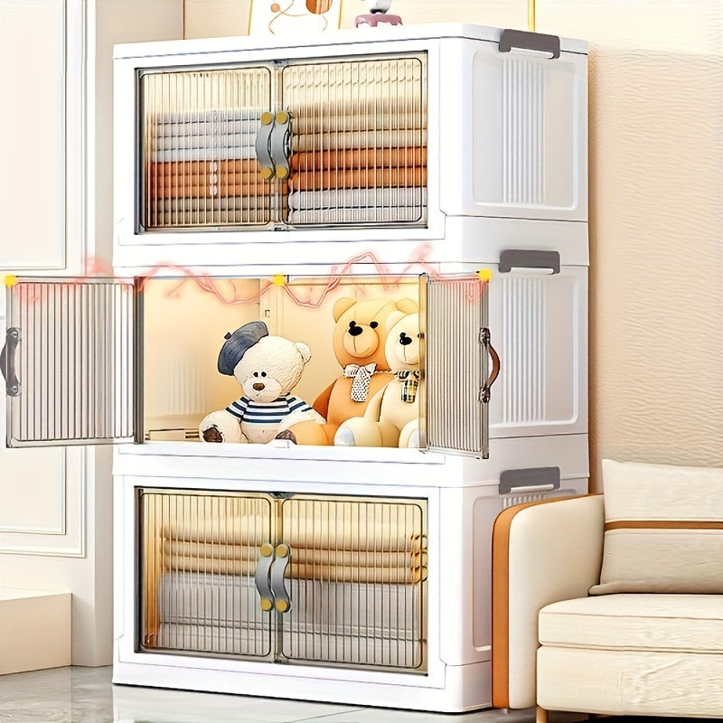 Storage Bins with Lids, Plastic White Closet Organizers and Storage