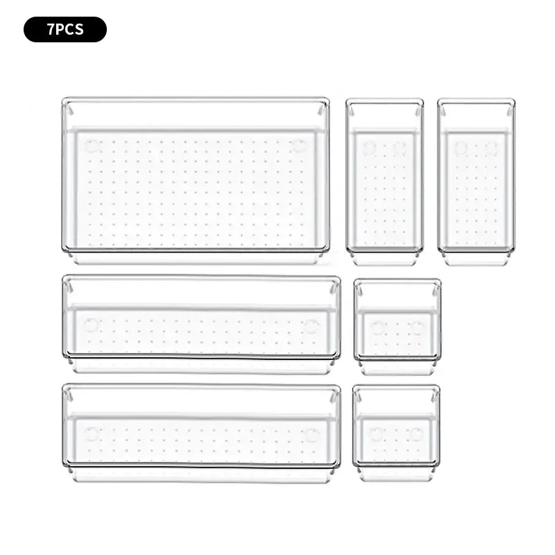 7/14 Pcs Drawer Organizers Set Clear Plastic