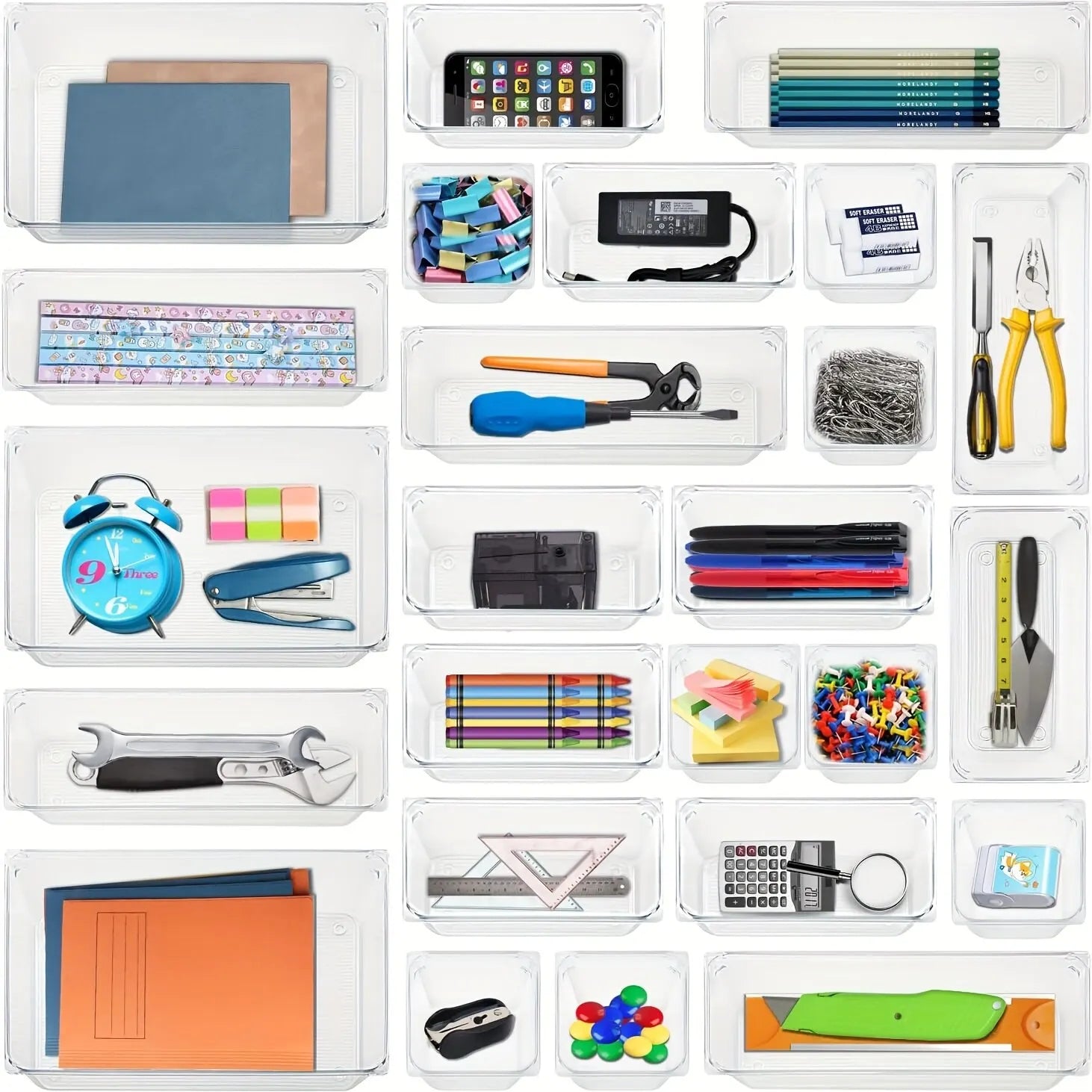 7/14 Pcs Drawer Organizers Set Clear Plastic