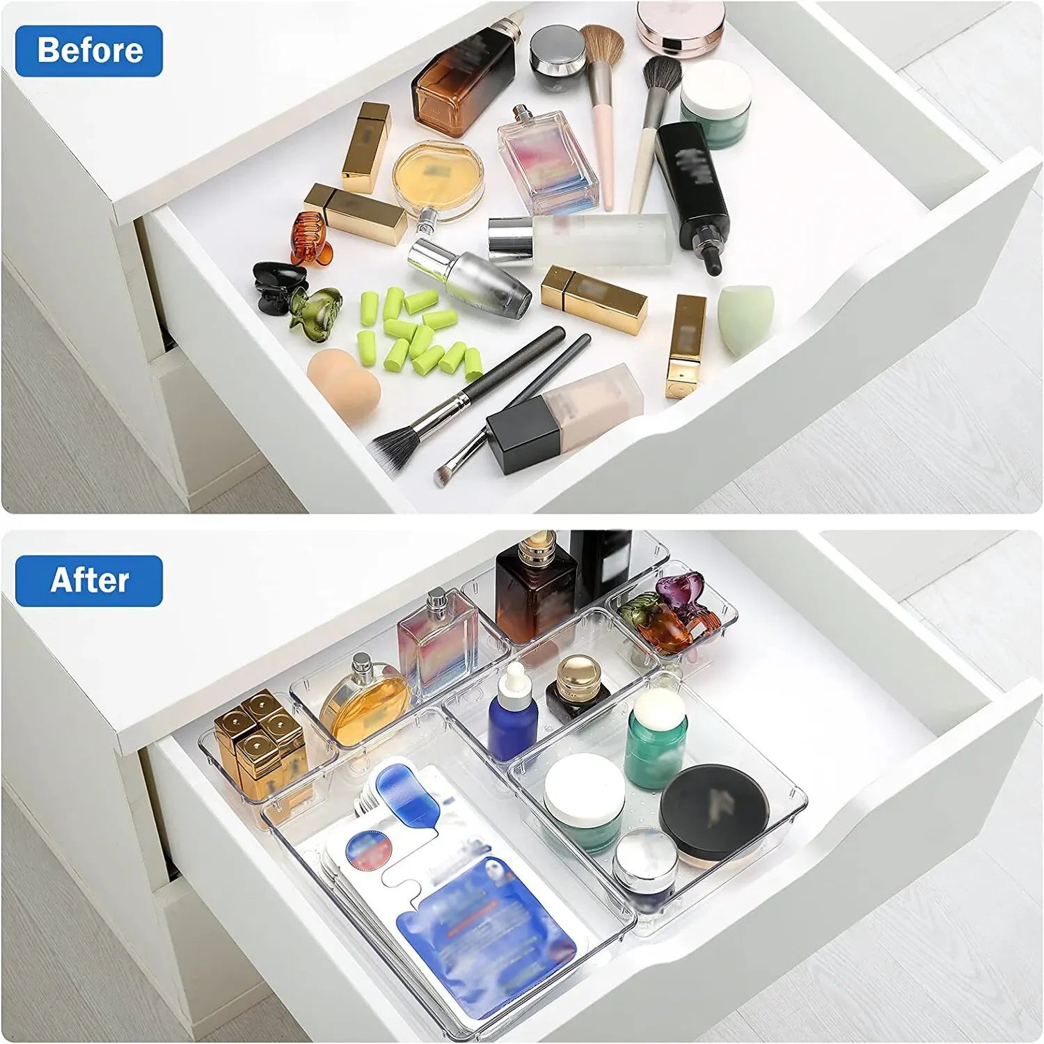 7/14 Pcs Drawer Organizers Set Clear Plastic