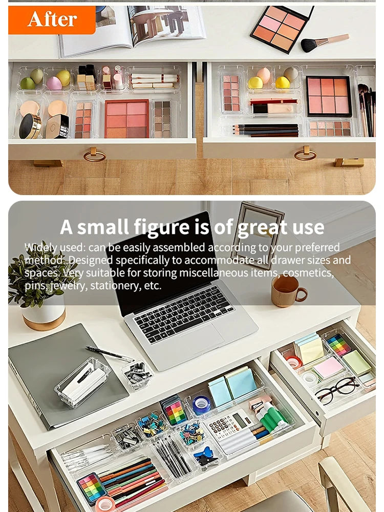 7/14 Pcs Drawer Organizers Set Clear Plastic