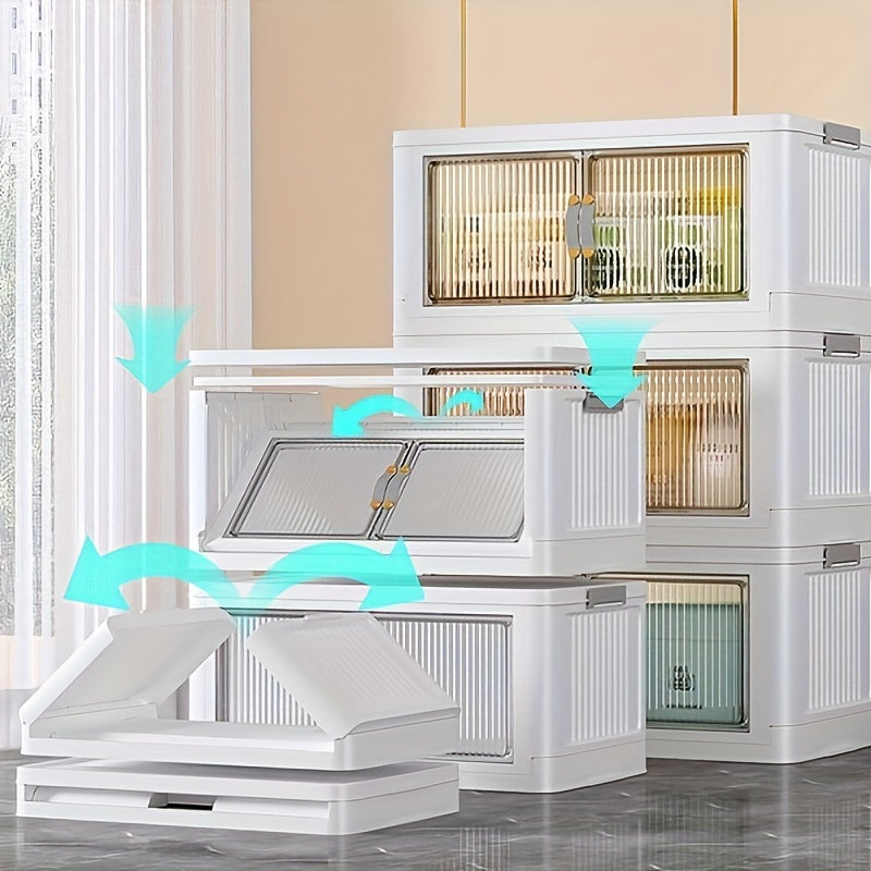 Storage Bins with Lids, Plastic White Closet Organizers and Storage