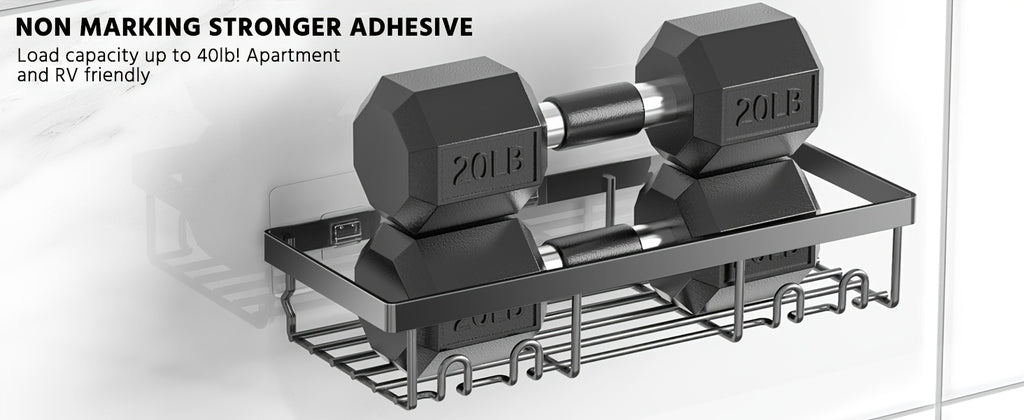 Stainless Steel Black Shower Caddy, 1, 2, or 5 Piece