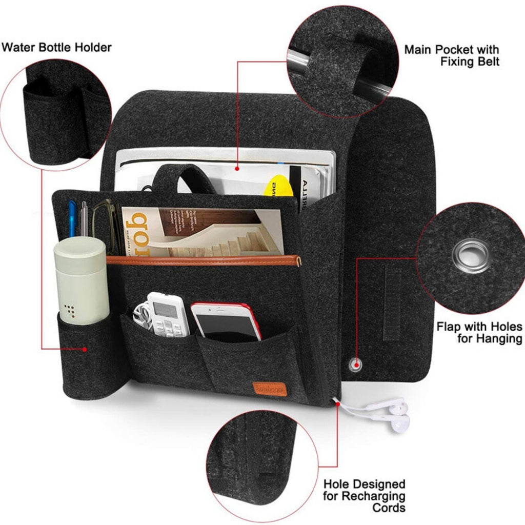 Felt Bedside Storage Organizer Hanging Storage Armrest Sofa Holder Pouch