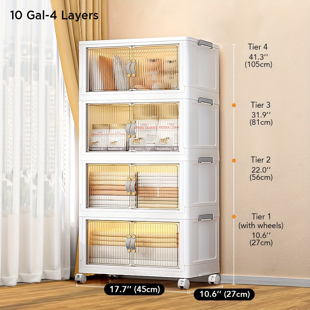 Storage Bins with Lids, Plastic White Closet Organizers and Storage