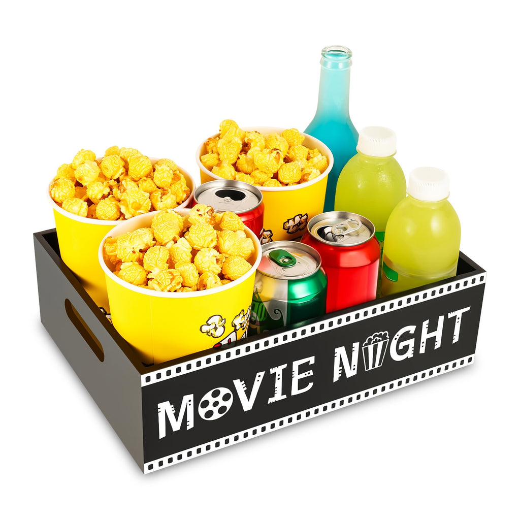 1pc Wooden Movie Night Tray with Handles