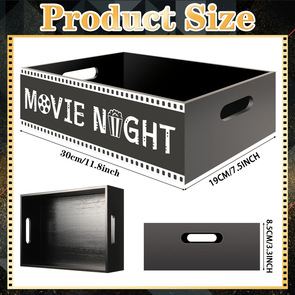 1pc Wooden Movie Night Tray with Handles