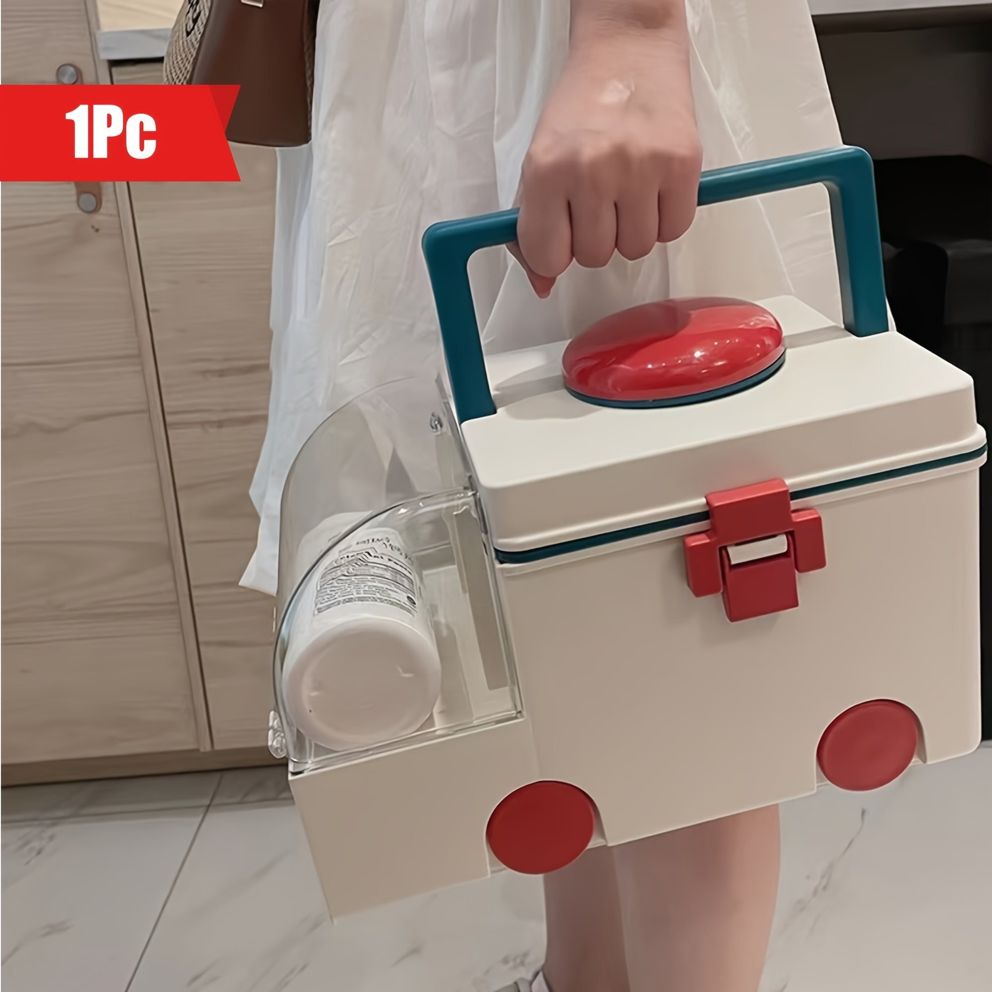 Large Capacity Ambulance-Shaped Storage Box With Lid