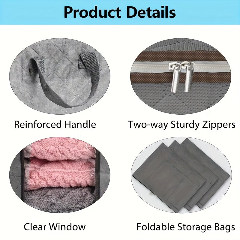 3 Pcs Large Capacity Storage Bags With Handles