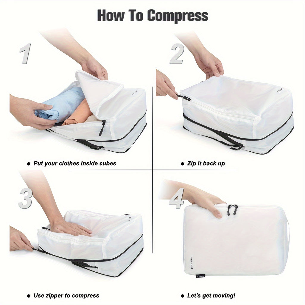 8 Pieces Tomule Travel Compression Packing Cubes Set