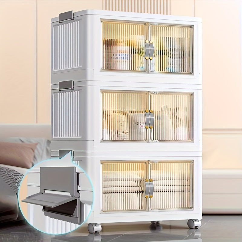 Storage Bins with Lids, Plastic White Closet Organizers and Storage