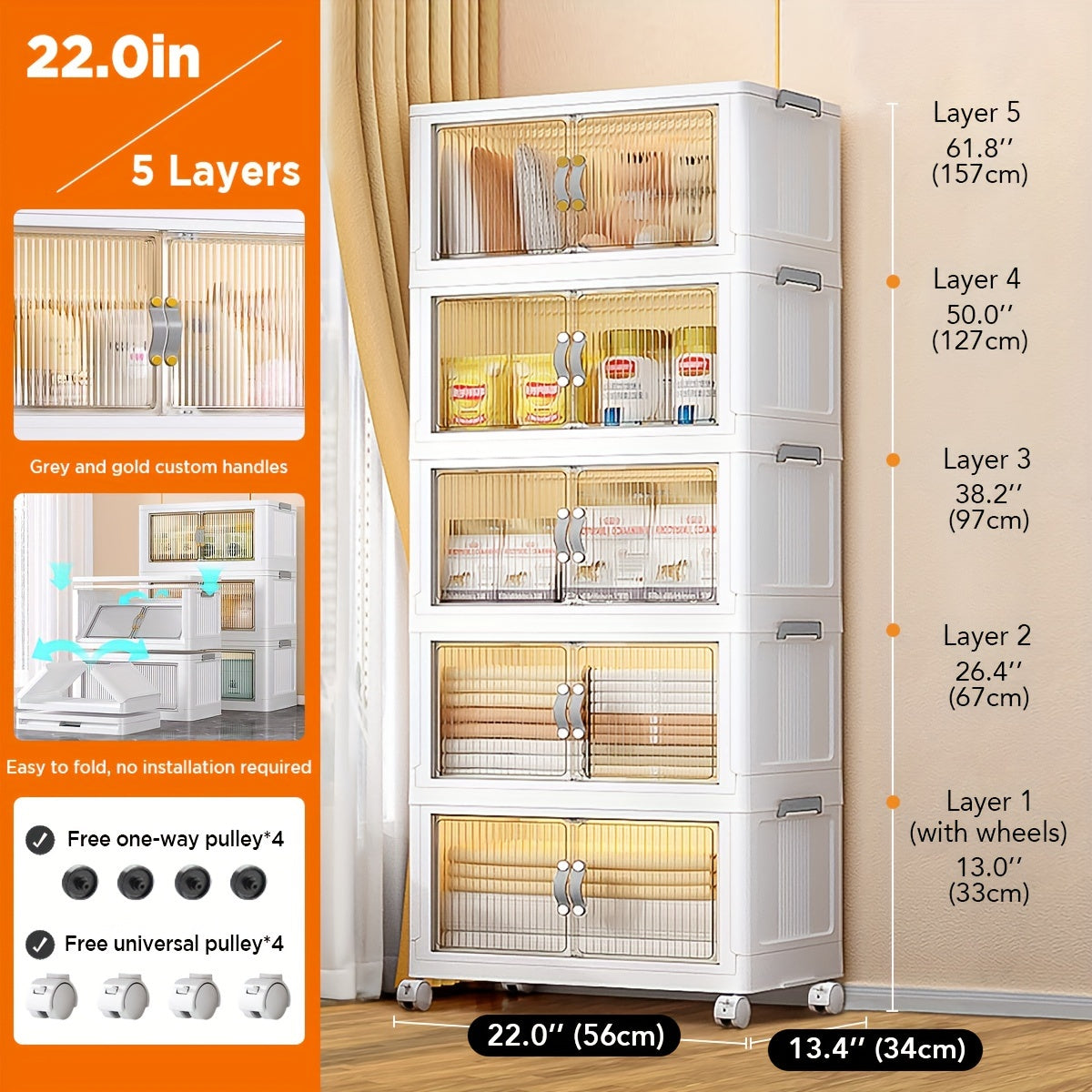 Storage Bins with Lids, Plastic White Closet Organizers and Storage