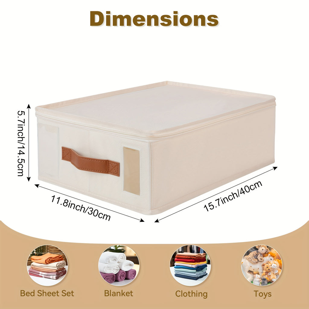 4 Pack Bed Sheet Organizer with Zipper, Label, Handle, Window