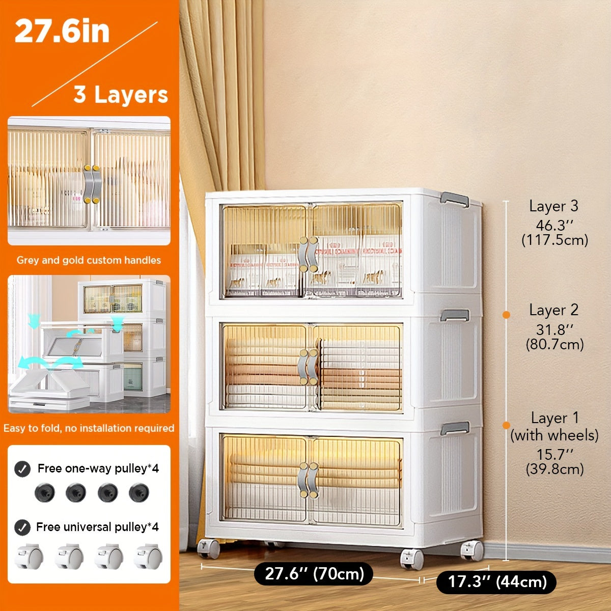 Storage Bins with Lids, Plastic White Closet Organizers and Storage