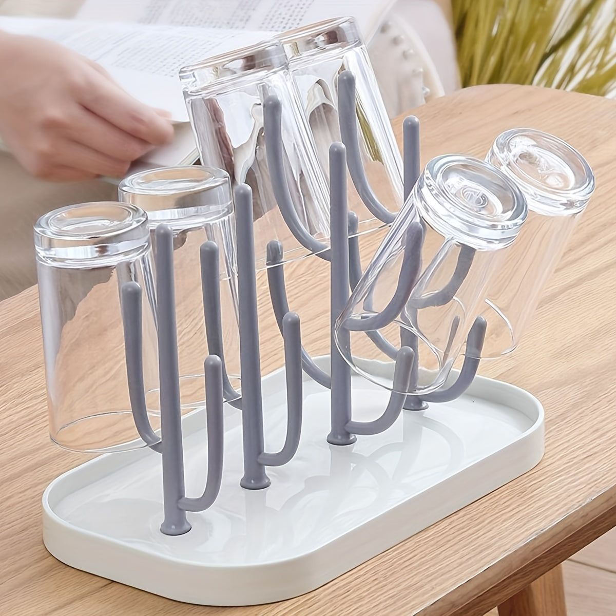 Space-Saving Cactus-Inspired Youngsters Bottle Drying Rack with Base