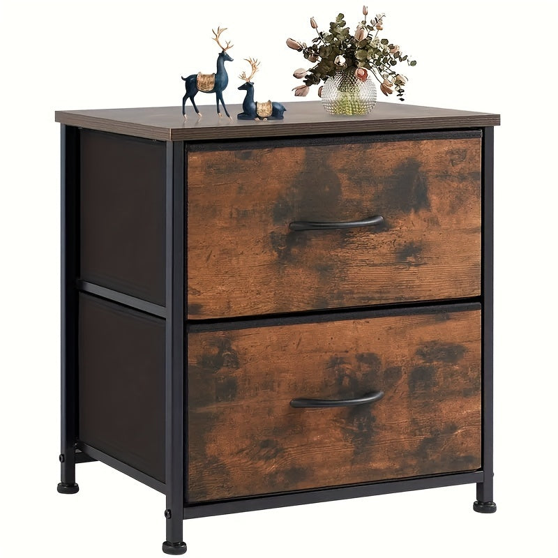 2-Drawer Fabric Nightstand, 20" Height X 18" Width