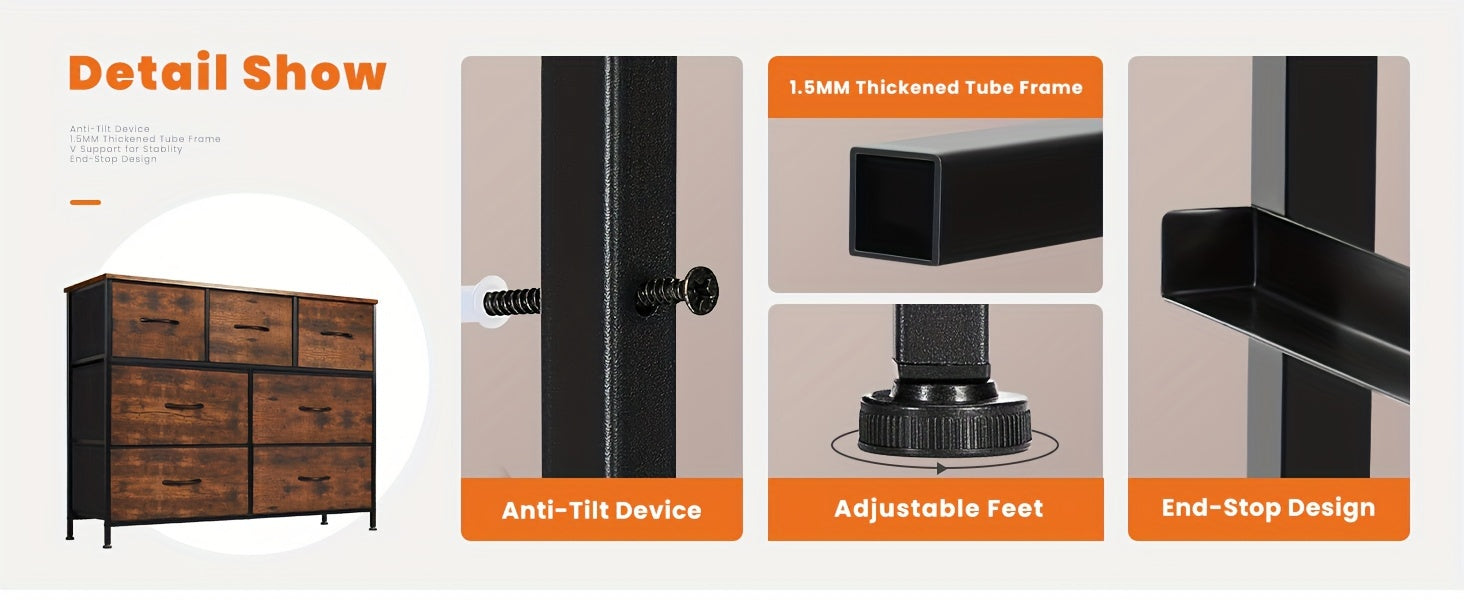 7-Drawer Fabric Storage Tower Dresser