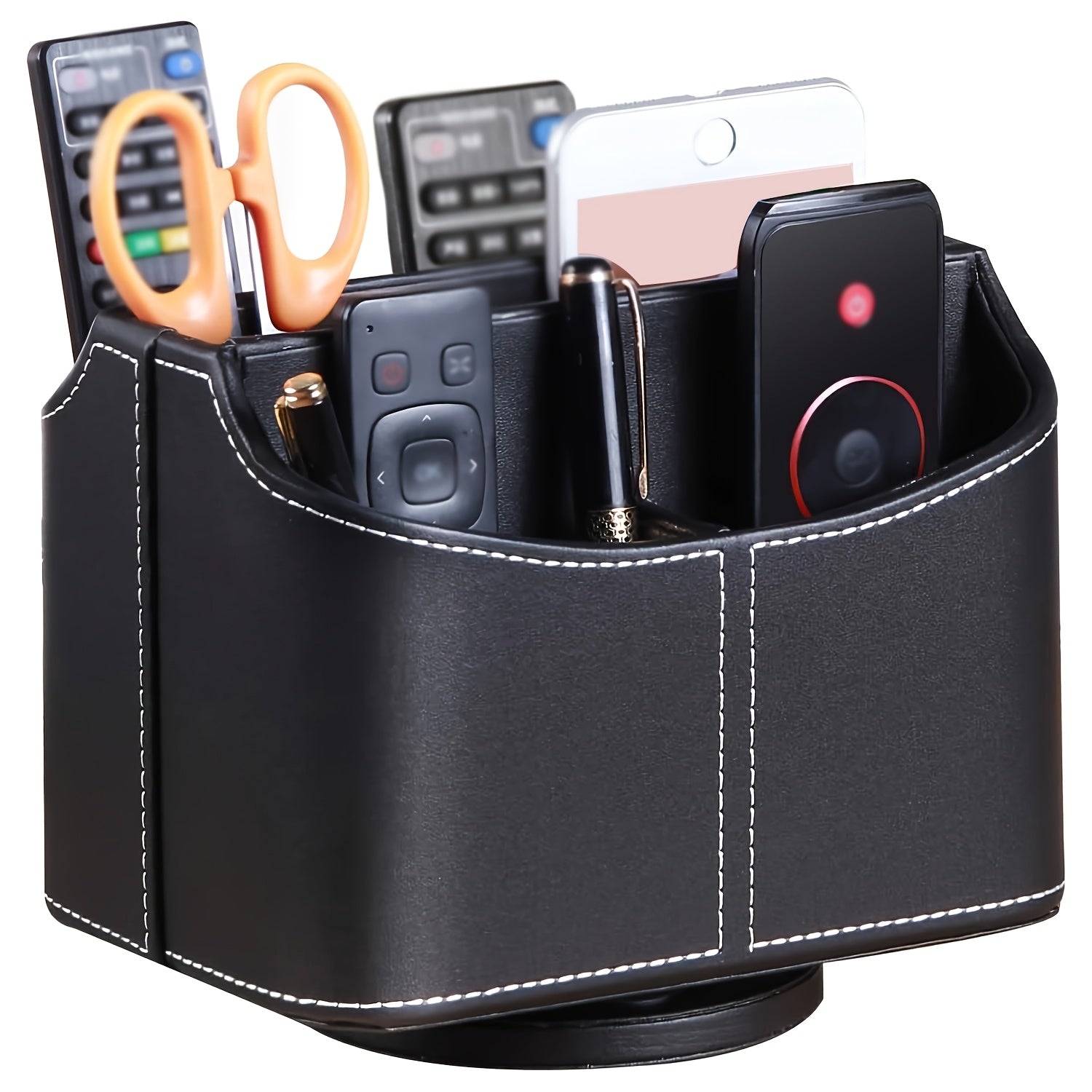 Remote Control Holder PU Leather 360 Degrees Rotatable